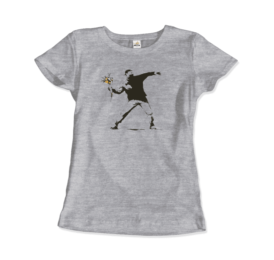 Banksy Flower Thrower artwork t-shirt by Art-O-Rama Shop