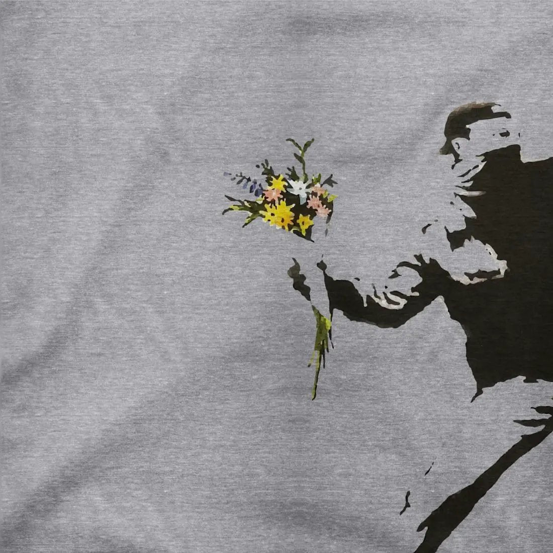 Banksy Flower Thrower artwork t-shirt by Art-O-Rama Shop