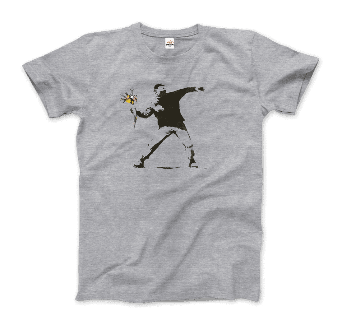 Banksy Flower Thrower artwork t-shirt by Art-O-Rama Shop