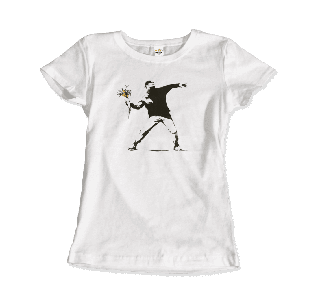Banksy Flower Thrower artwork t-shirt by Art-O-Rama Shop