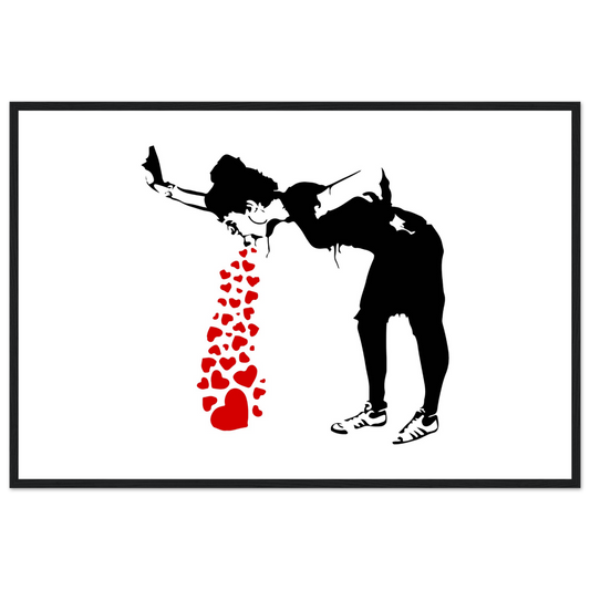 Banksy Lovesick Girl Throwing up Hearts artwork poster by Art-O-Rama Shop