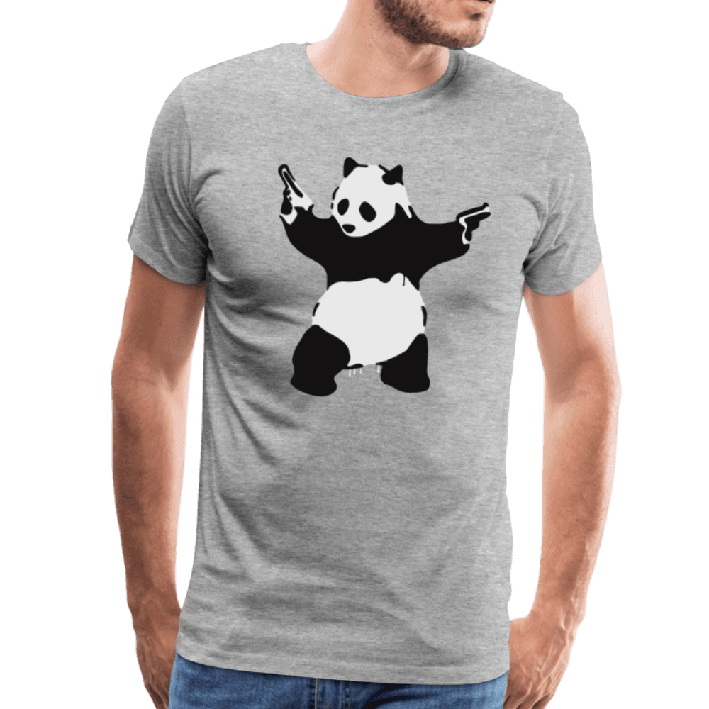 Banksy Pandamonium Armed Panda artwork t-shirt by Art-O-Rama Shop
