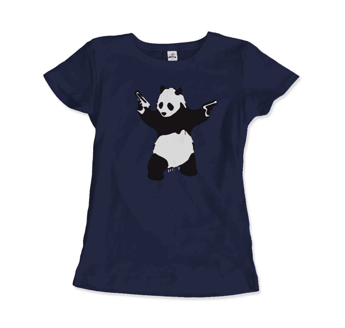 Banksy Pandamonium Armed Panda artwork t-shirt by Art-O-Rama Shop