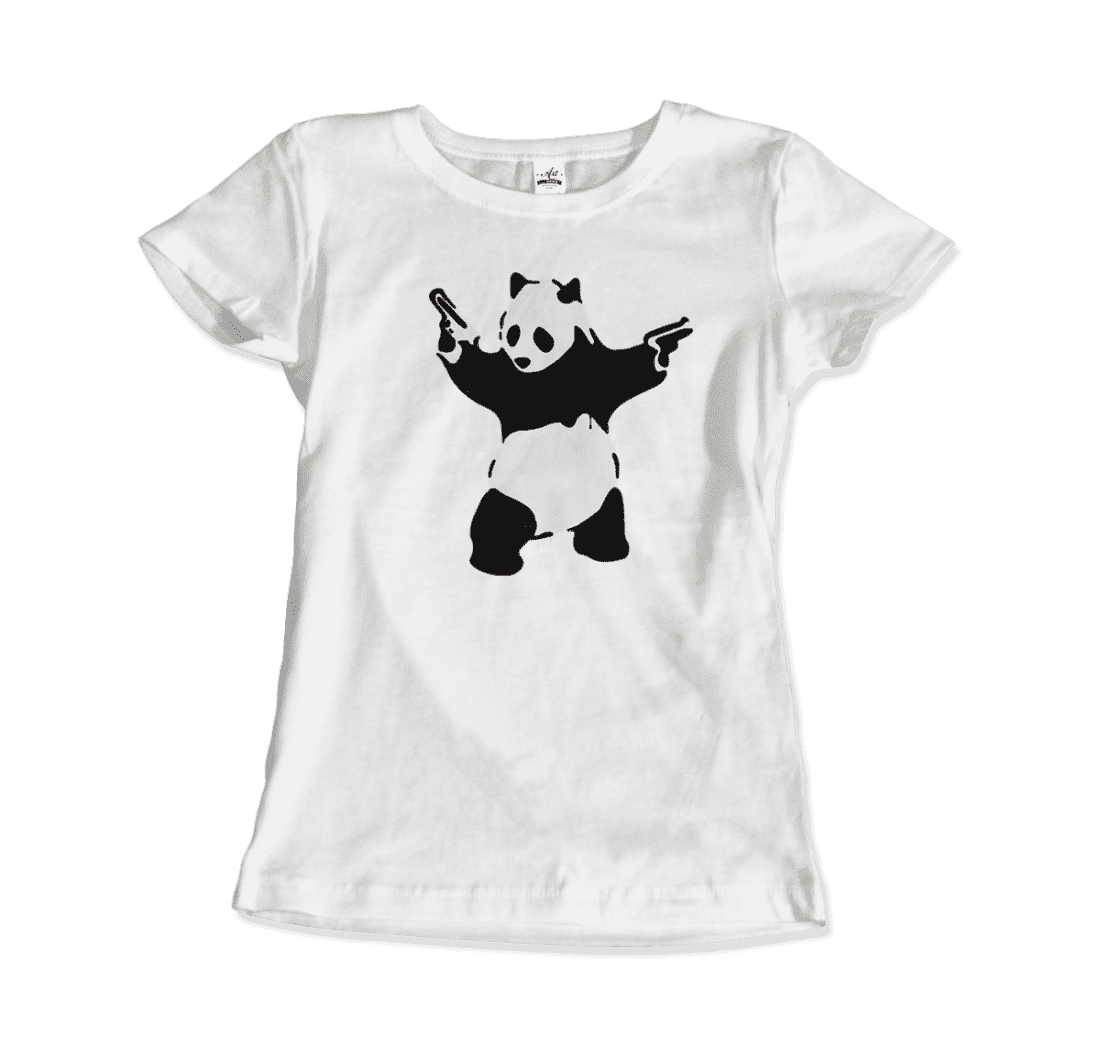 Banksy Pandamonium Armed Panda artwork t-shirt by Art-O-Rama Shop