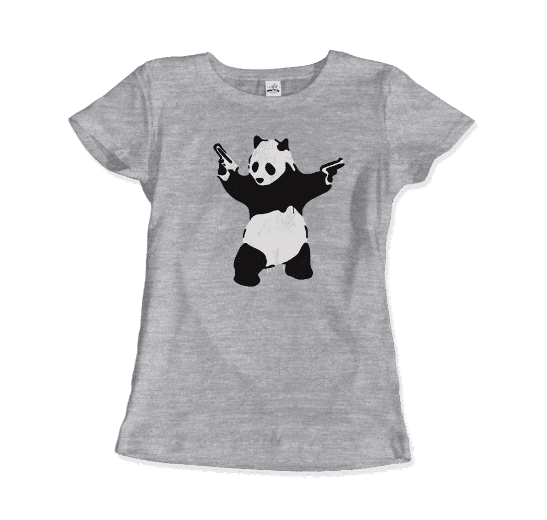 Banksy Pandamonium Armed Panda artwork t-shirt by Art-O-Rama Shop