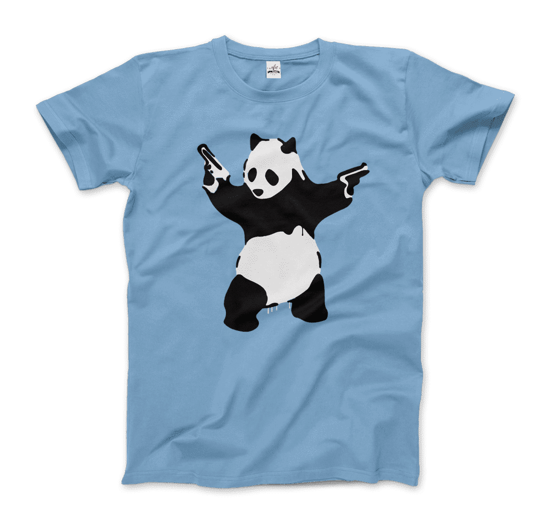 Banksy Pandamonium Armed Panda artwork t-shirt by Art-O-Rama Shop