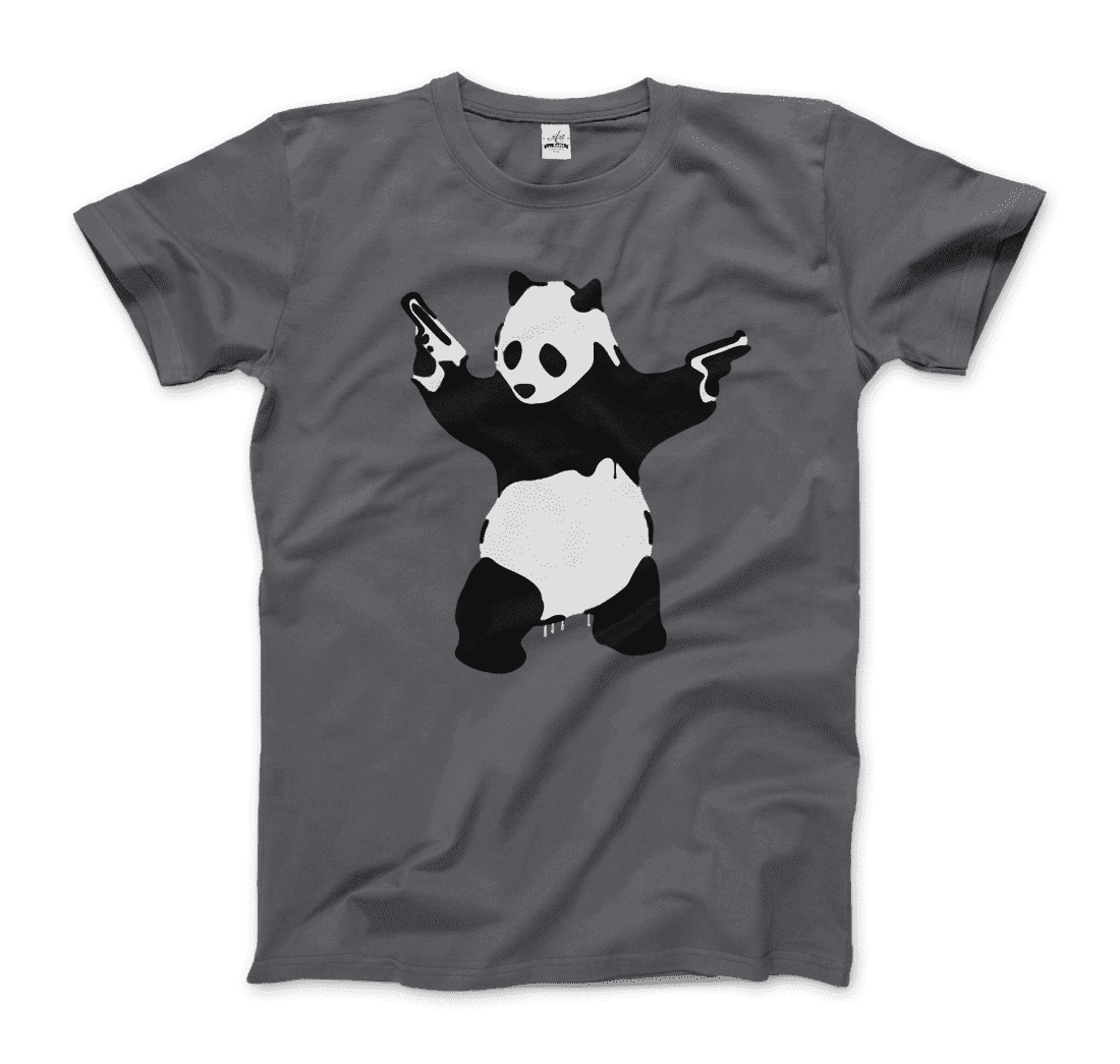 Banksy Pandamonium Armed Panda artwork t-shirt by Art-O-Rama Shop