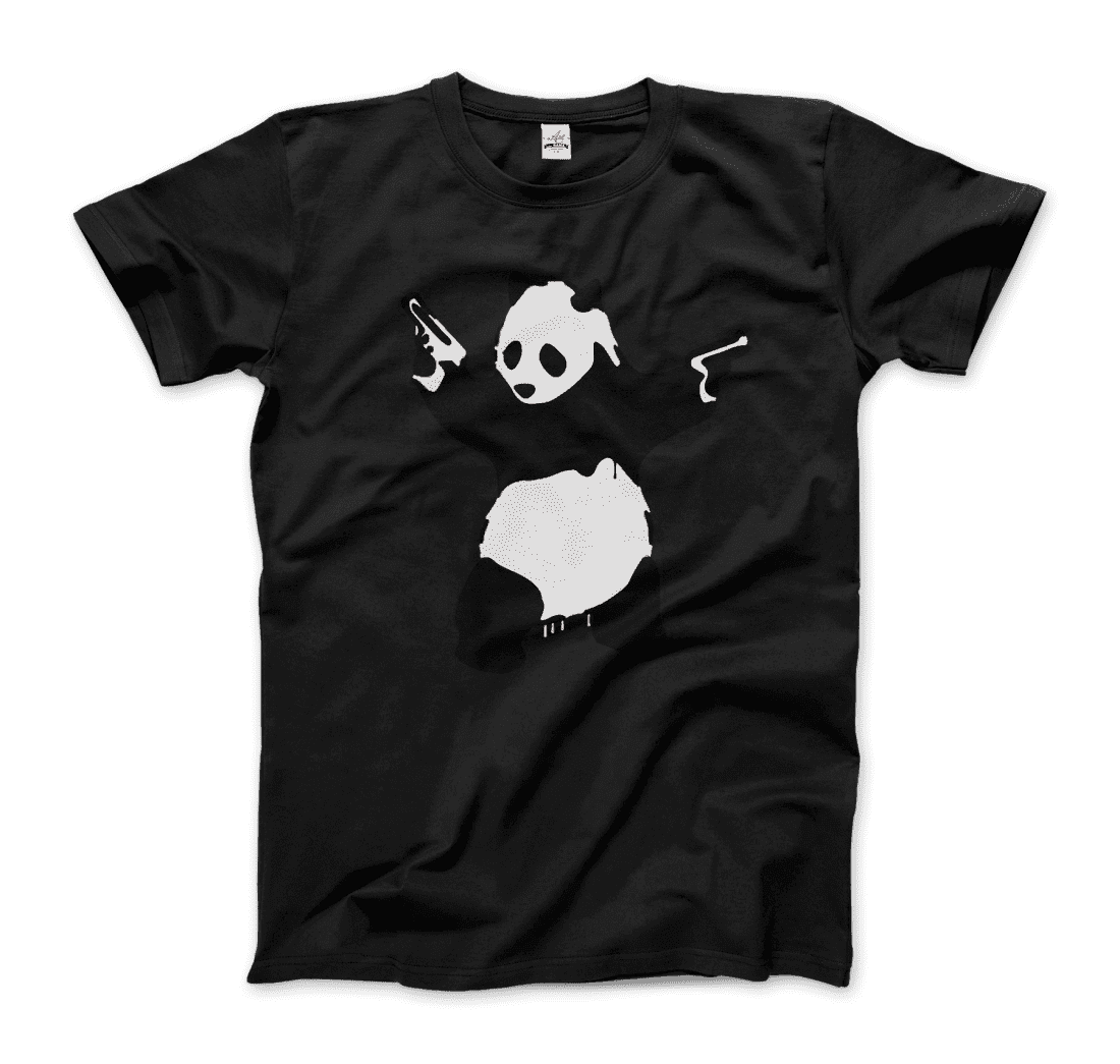 Banksy Pandamonium Armed Panda artwork t-shirt by Art-O-Rama Shop