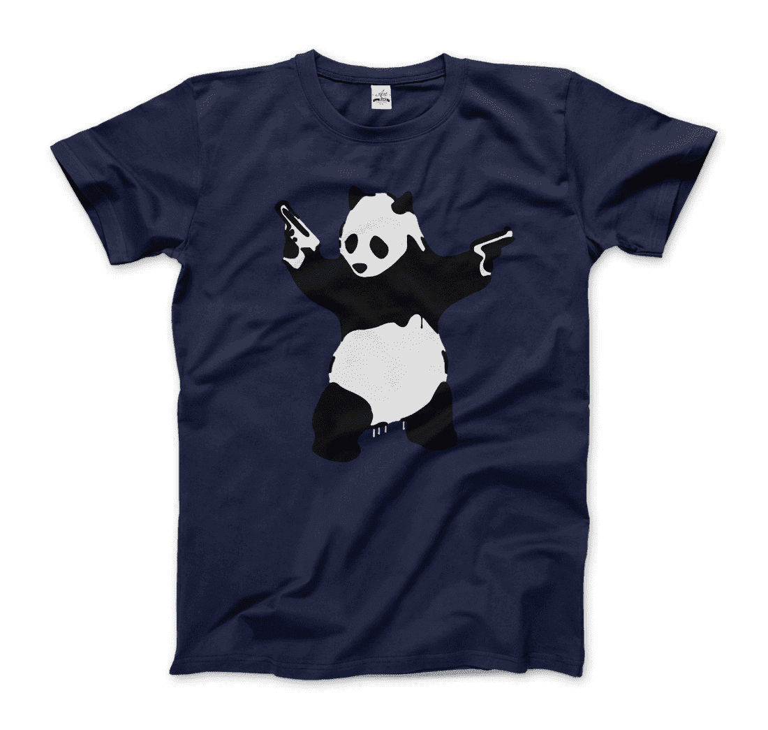 Banksy Pandamonium Armed Panda artwork t-shirt by Art-O-Rama Shop