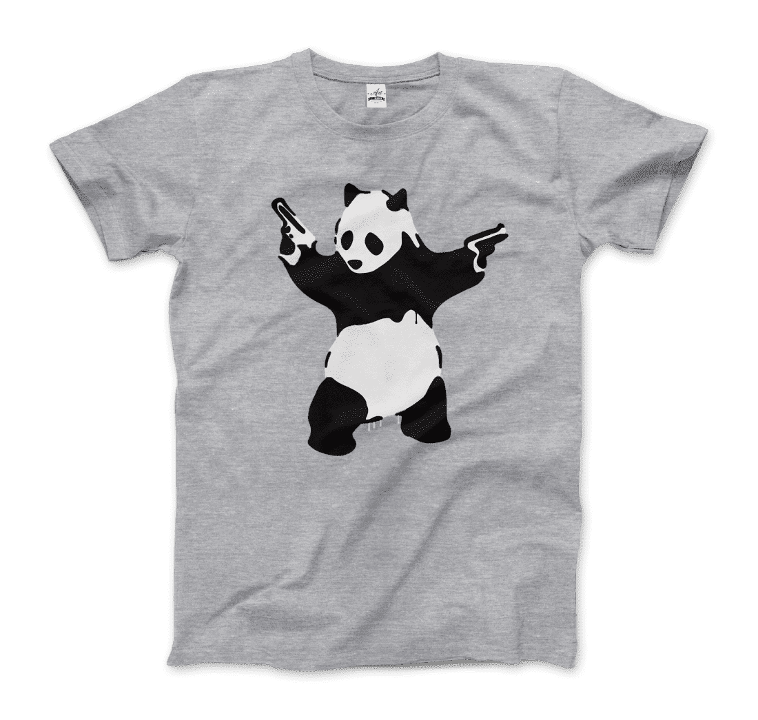 Banksy Pandamonium Armed Panda artwork t-shirt by Art-O-Rama Shop