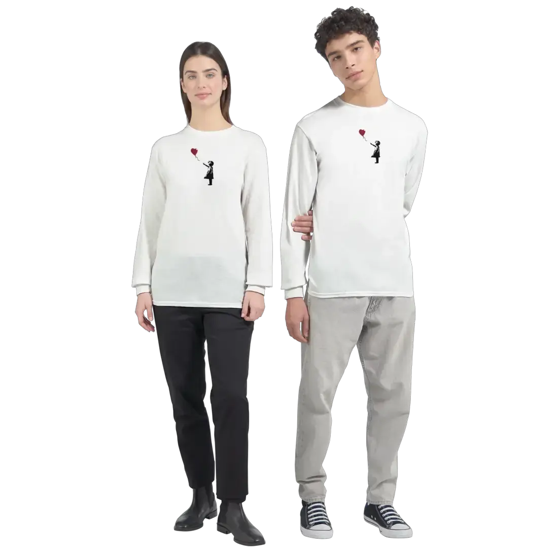 Banksy The Girl with a Red Balloon Artwork Long Sleeve Shirt by Art-O-Rama Shop
