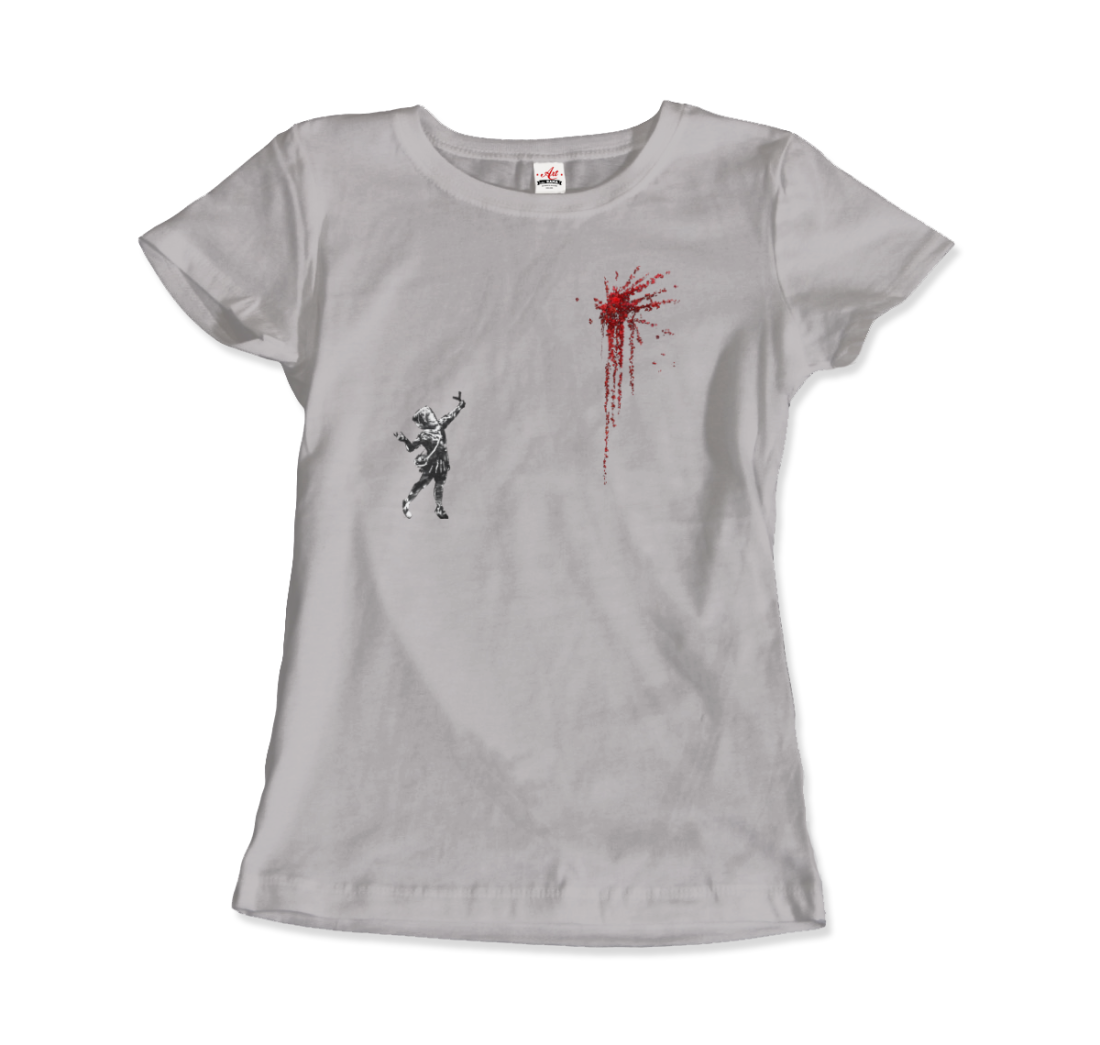 Banksy Valentines Day mural reproduction t-shirt by Art-O-Rama Shop