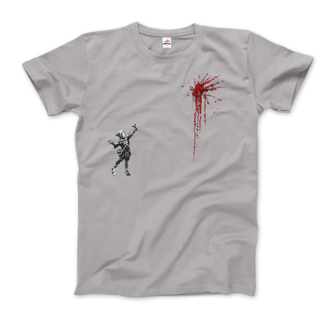 Banksy Valentines Day mural reproduction t-shirt by Art-O-Rama Shop