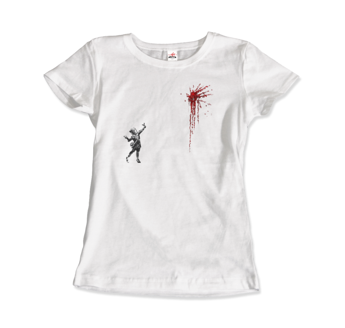Banksy Valentines Day mural reproduction t-shirt by Art-O-Rama Shop