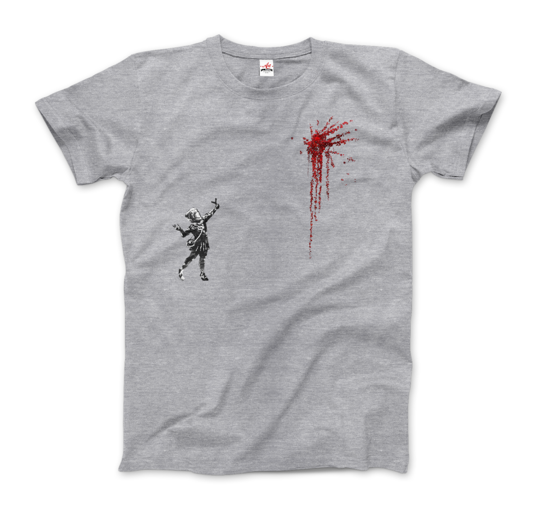 Banksy Valentines Day mural reproduction t-shirt by Art-O-Rama Shop