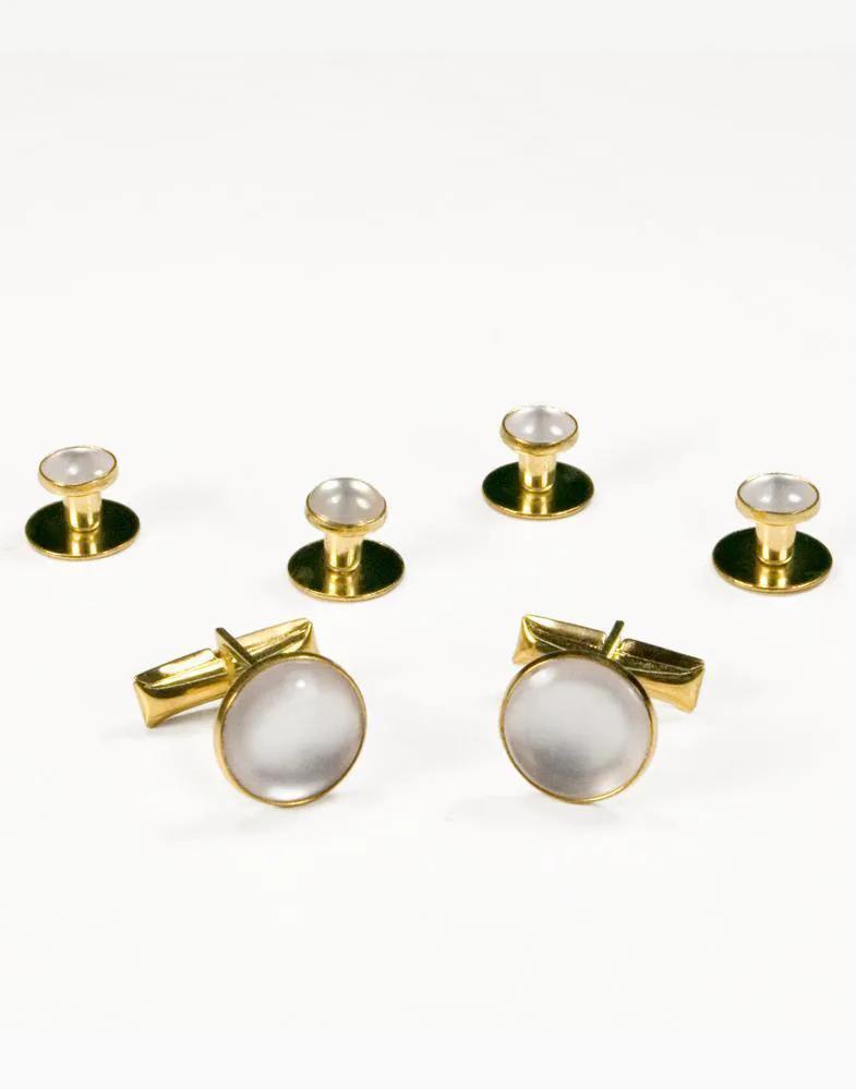 Basic Black with Gold Trim Studs and Cufflinks Set by Tux-USA
