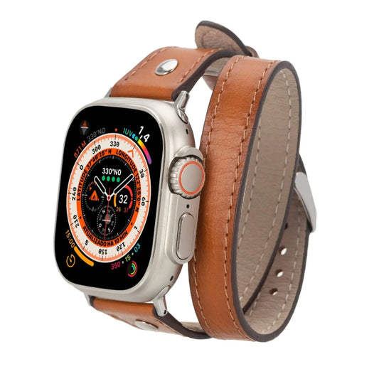Basin Double Tour Leather Bands for Apple Watch 9, Ultra 2 and SE by TORONATA