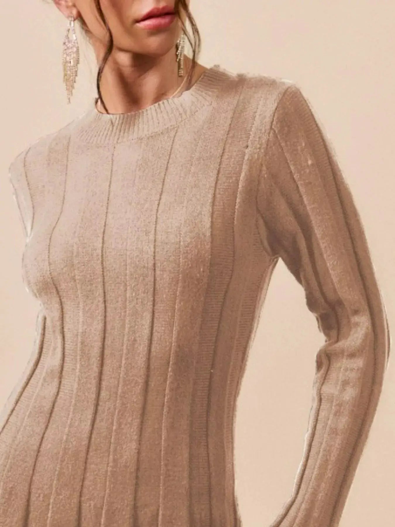 SO ME Ribbed Long Sleeve Mini Sweater Dress by SO ME
