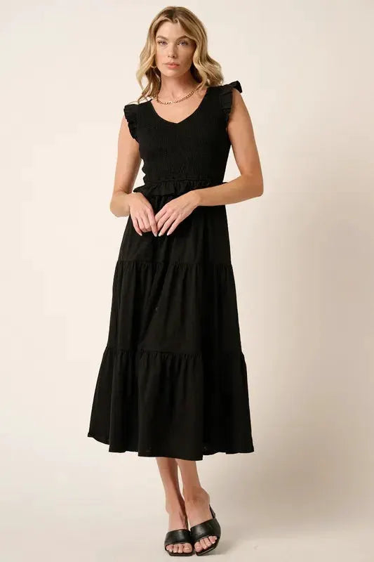 Mittoshop Smocked Ruffled Tiered Midi Dress by Mittoshop