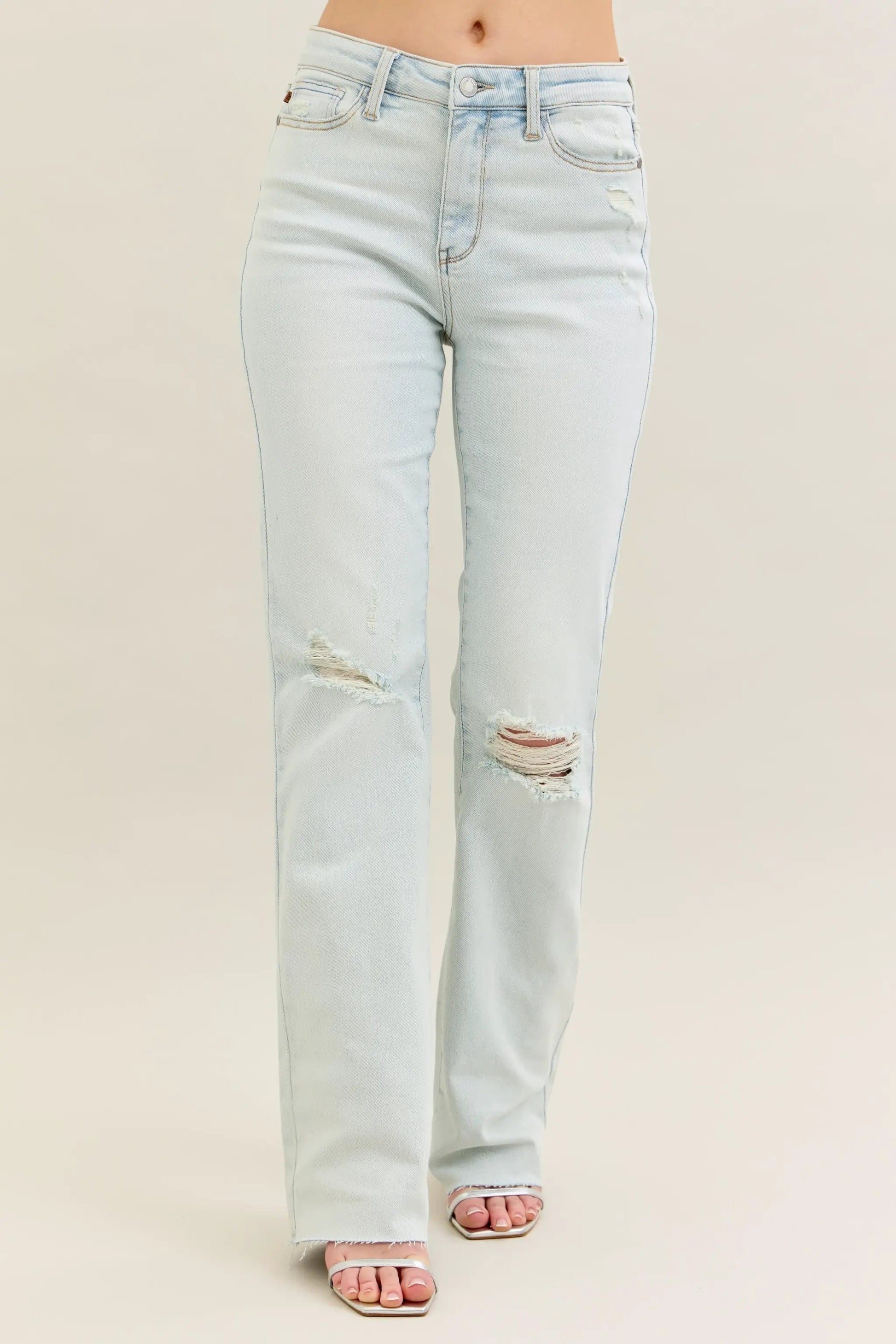 Judy Blue Full Size Destroy & Fray Hem Bootcut Jeans Plus Size by Judy Blue