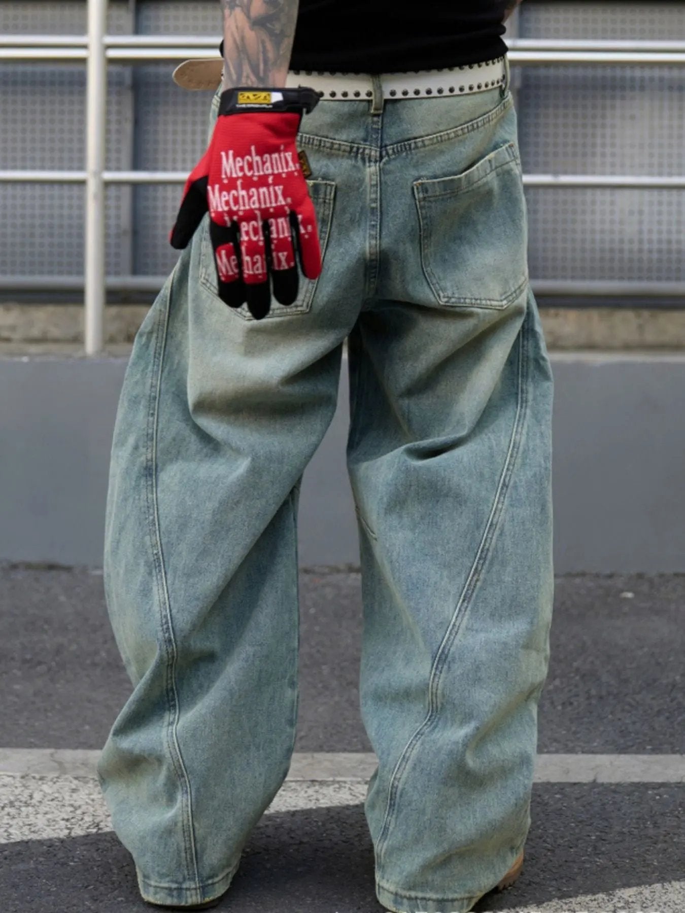 Men's Full Size Distressed Wide Leg Jeans Plus Size by Partner Label