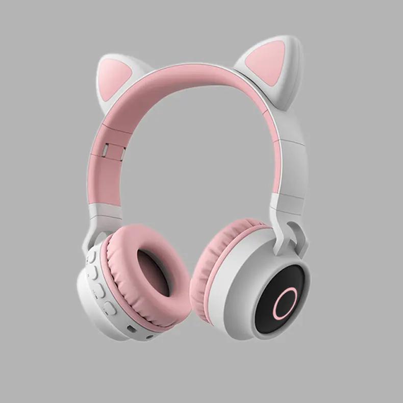 LED Light Cat Ear Headphones Wireless Bluetooth 5.0 Headset Portable Foldable Kids Headphone With Microphone Best Gift by Maiden-Art