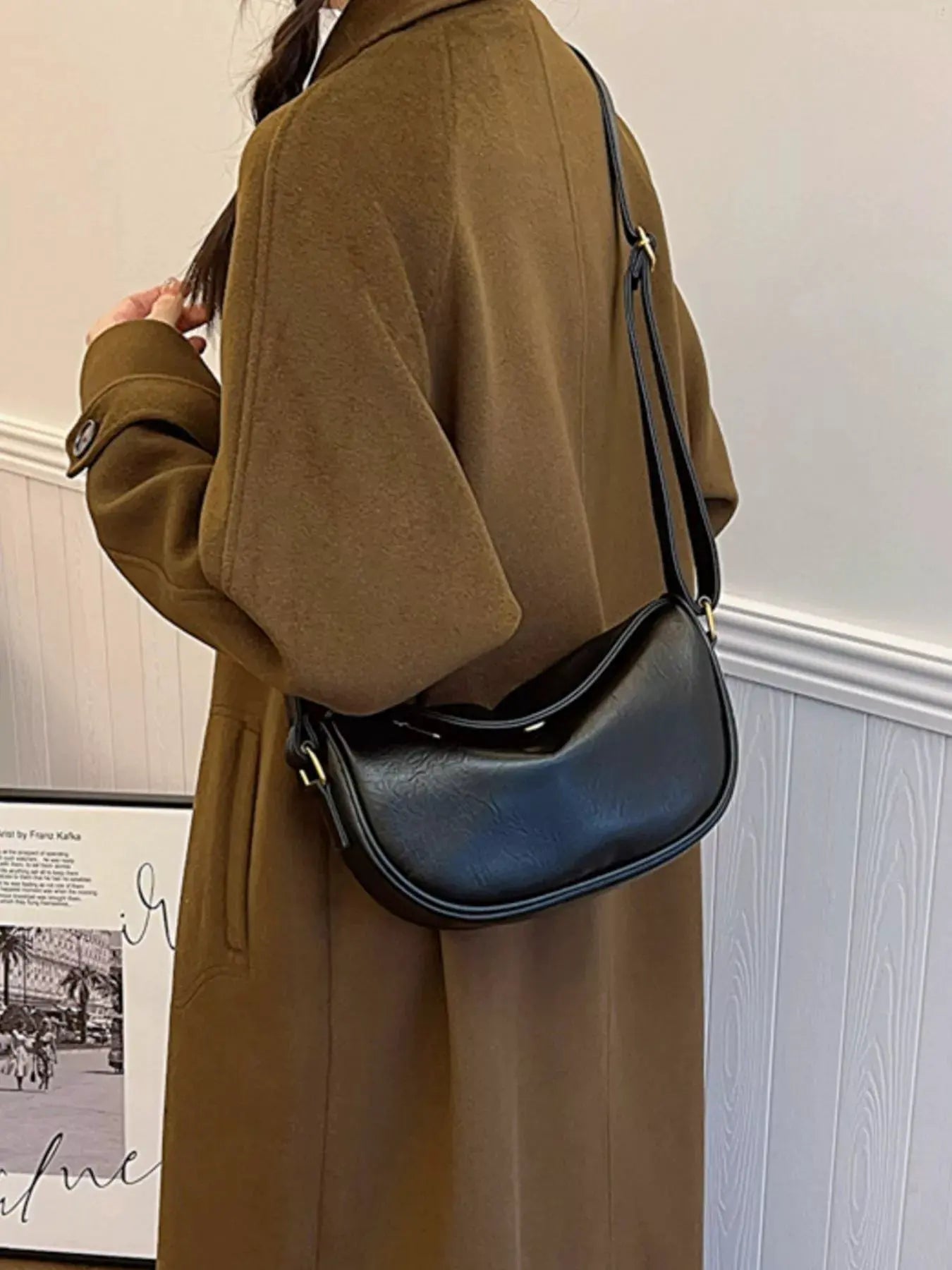 Elegant PU Leather Crescent Crossbody Bag by Partner Label