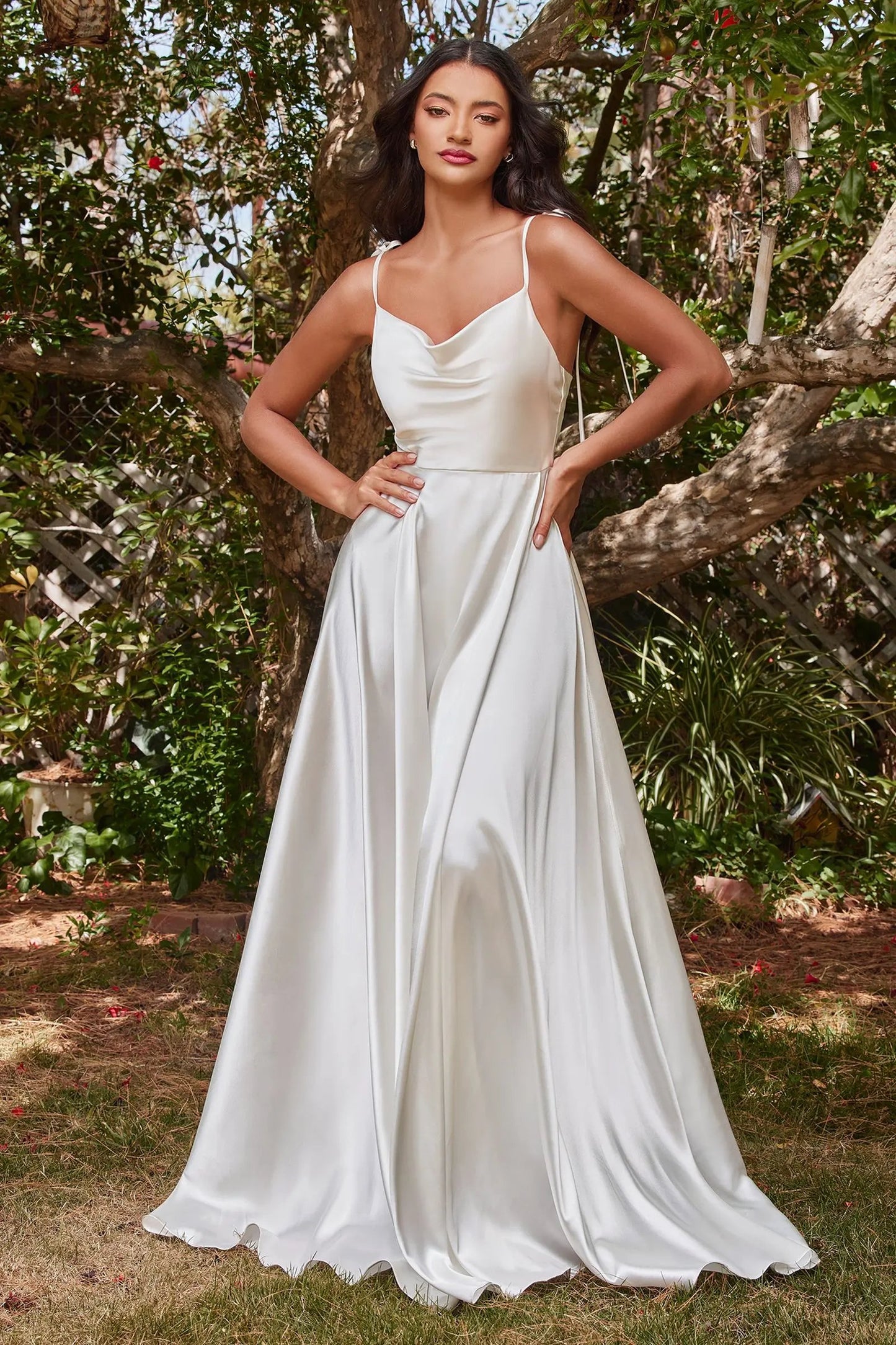 Ravishing Cowl A-Line Satin Gown by Tux-USA