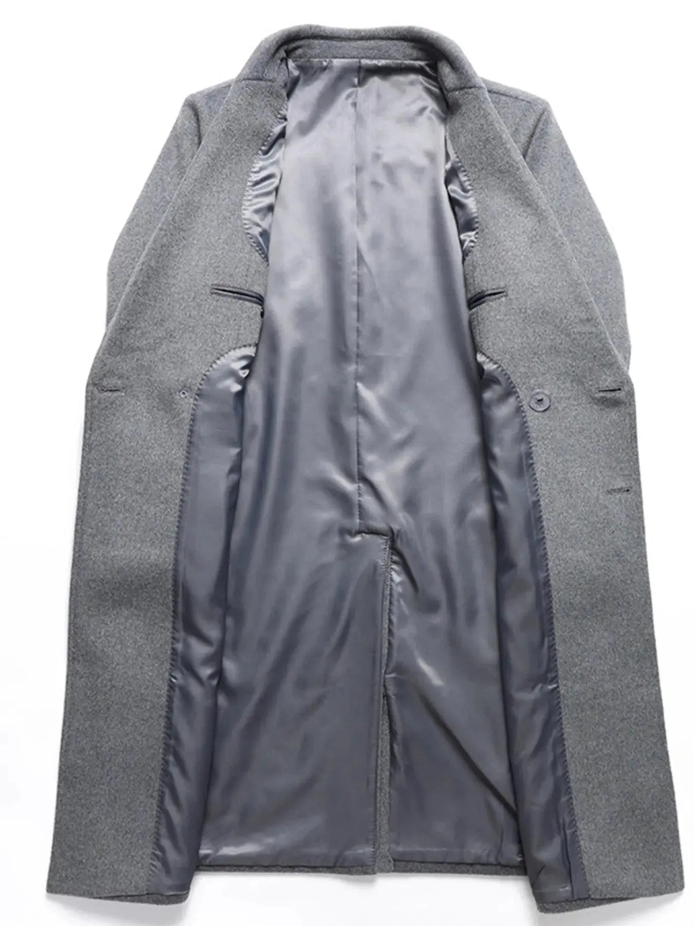 Men's Plus Size Double-Breasted Wool Overcoat by Partner Label