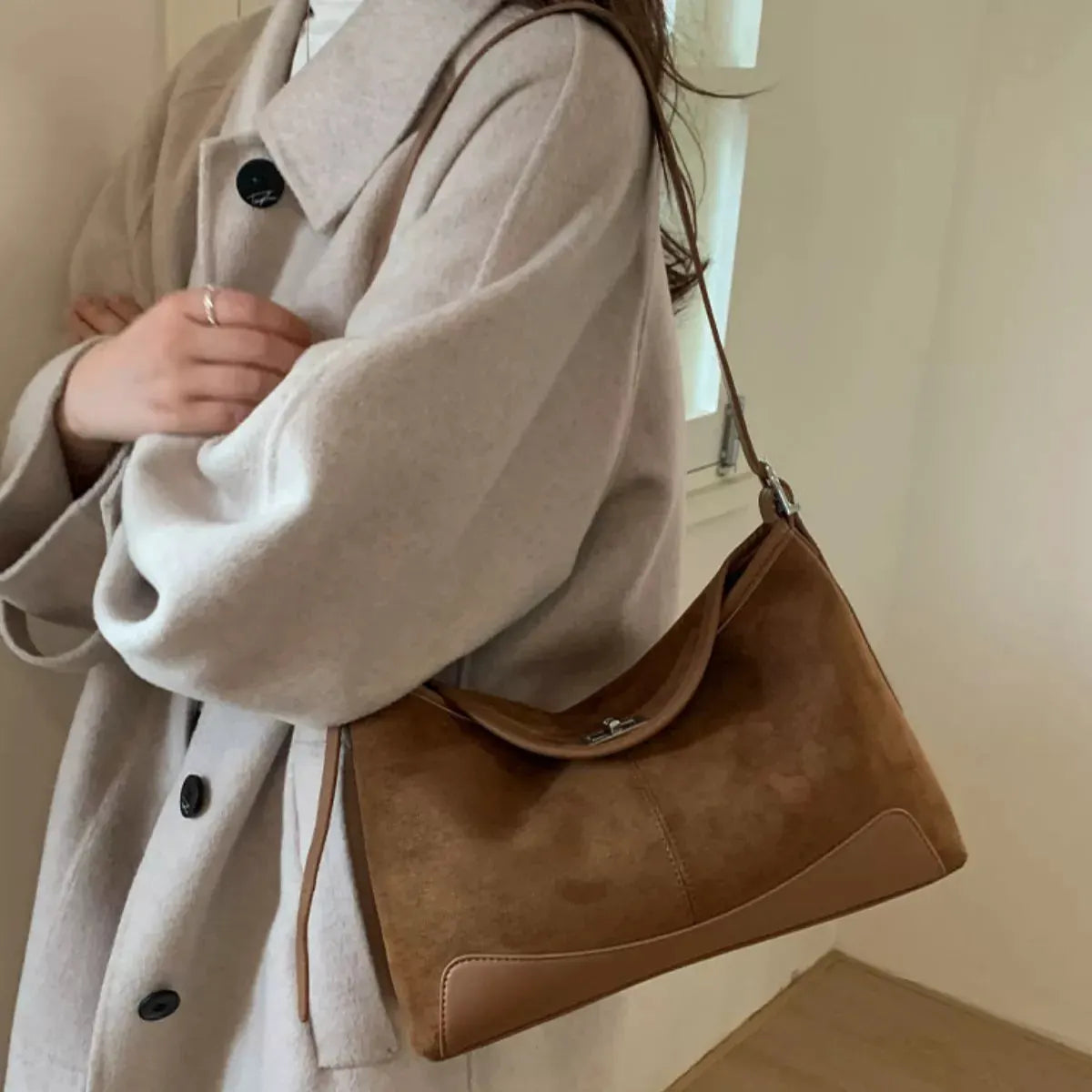 Suede Crossbody Bag with Adjustable Strap by Partner Label