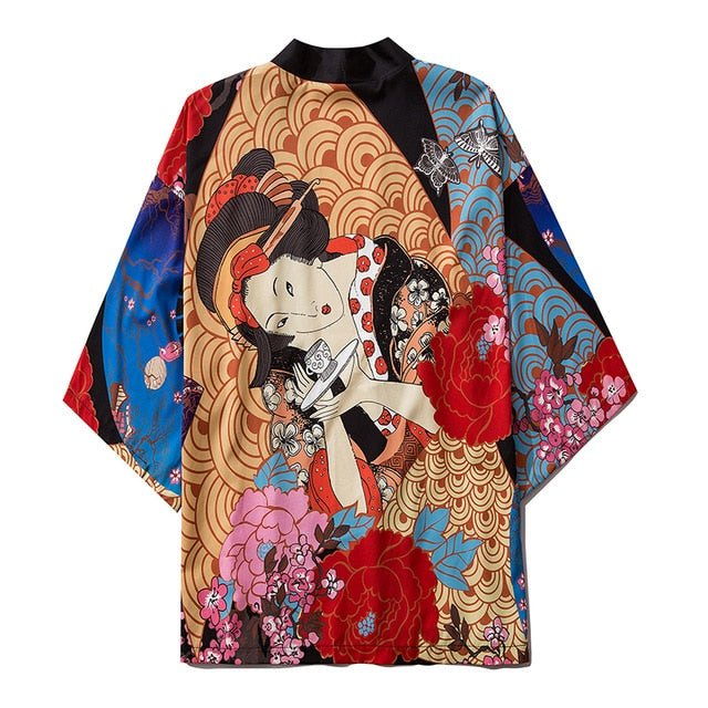 Beauty Samurai Traditional Kimono Japanese Anime Clothes Cardigan Cosplay Men Women Yukata Female Shirt Blouse-1
