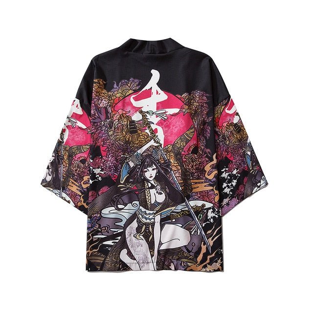 Beauty Samurai Traditional Kimono Japanese Anime Clothes Cardigan Cosplay Men Women Yukata Female Shirt Blouse-17