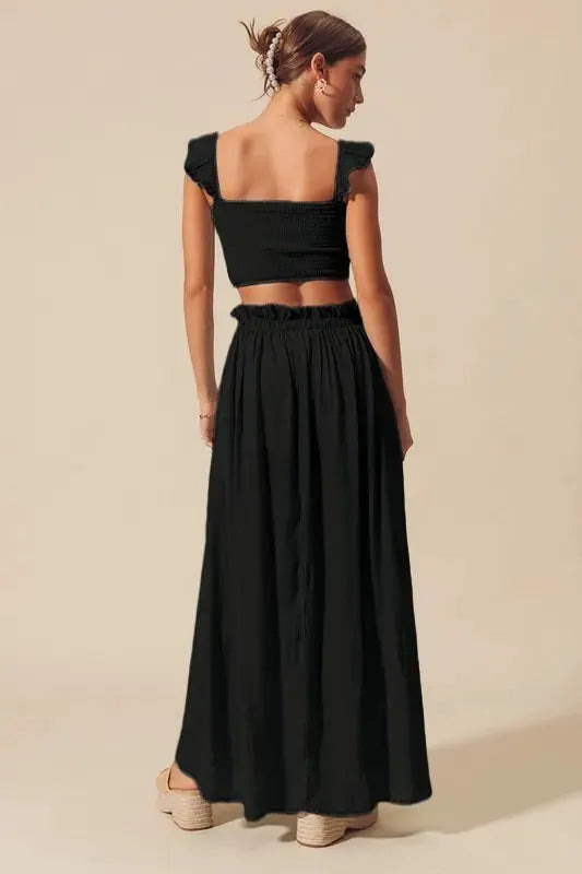 SO ME Smocked Top and Flowy Maxi Skirt Set by SO ME