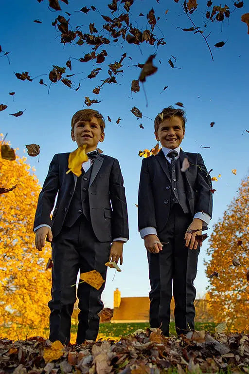 "Kingston" Kids Onyx Black Tuxedo (5-Piece Set) by Tux-USA