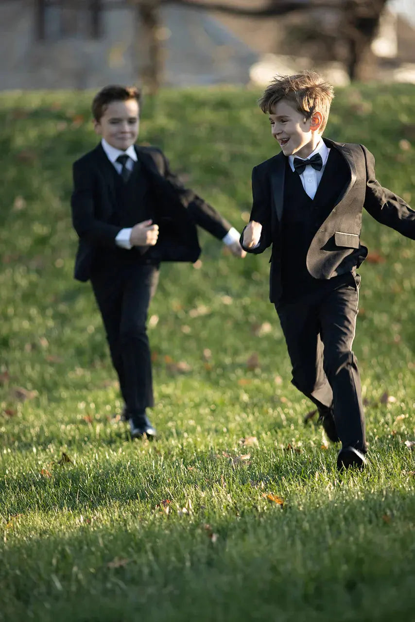 "Kingston" Kids Onyx Black Tuxedo (5-Piece Set) by Tux-USA