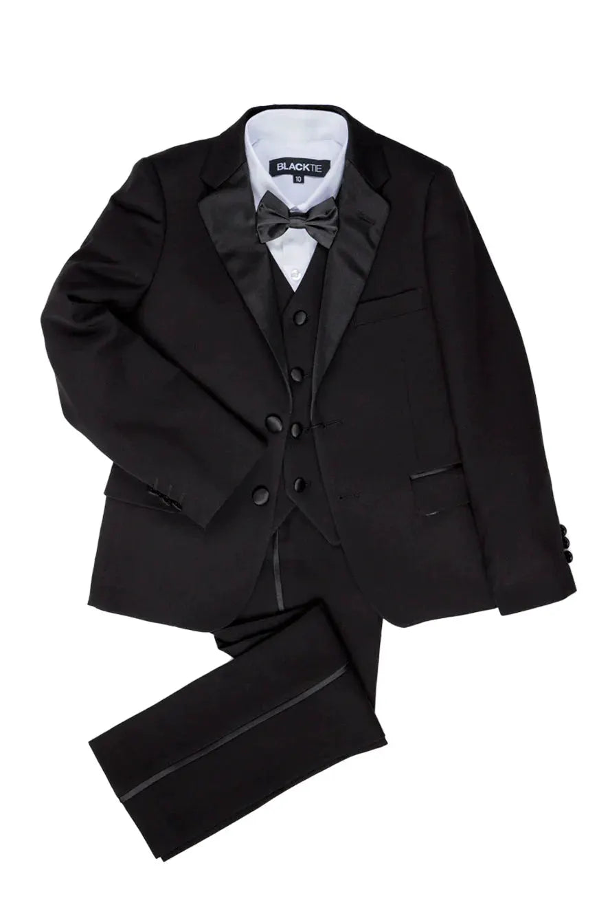 "Kingston" Kids Onyx Black Tuxedo (5-Piece Set) by Tux-USA