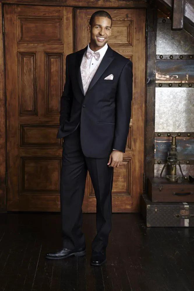 Tuxedo Jacket Peak Lapel One Button Stretch Blend Black Slim Fit by Tux-USA