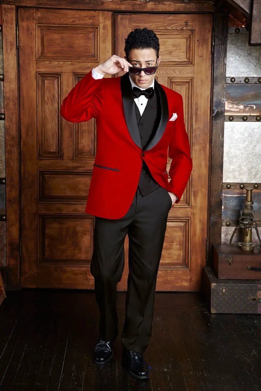 "Bradford" Red Tuxedo Jacket Shawl (Separates) by Tux-USA