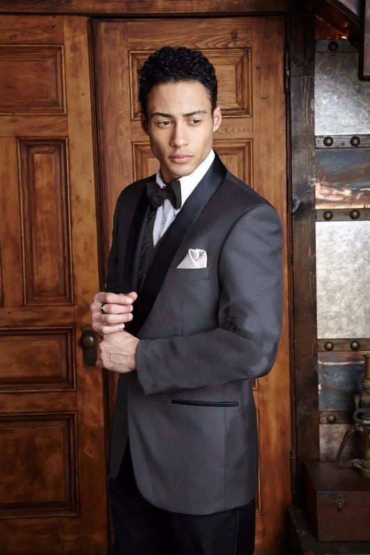 "Bradford" Steel Grey Tuxedo Jacket Shawl (Separates) by Tux-USA