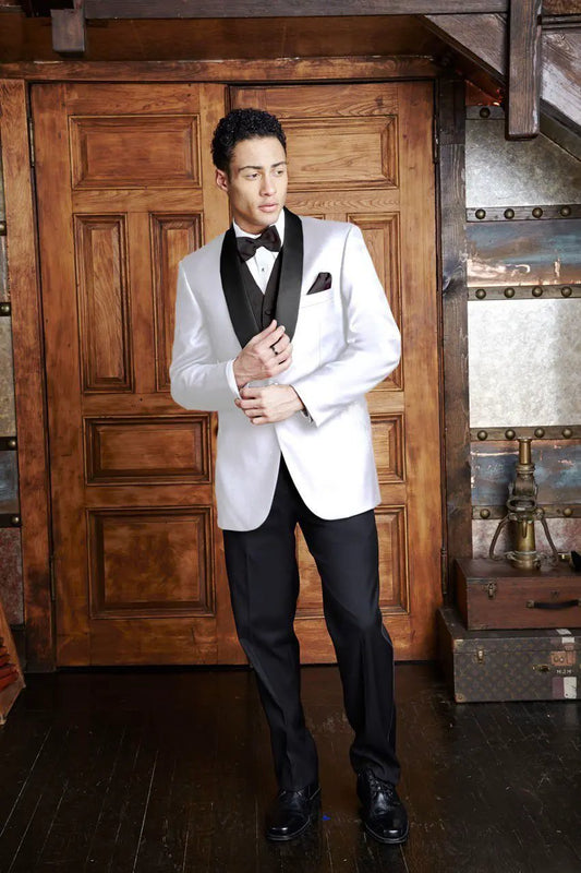 "Bradford" White Tuxedo Jacket Shawl (Separates) by Tux-USA
