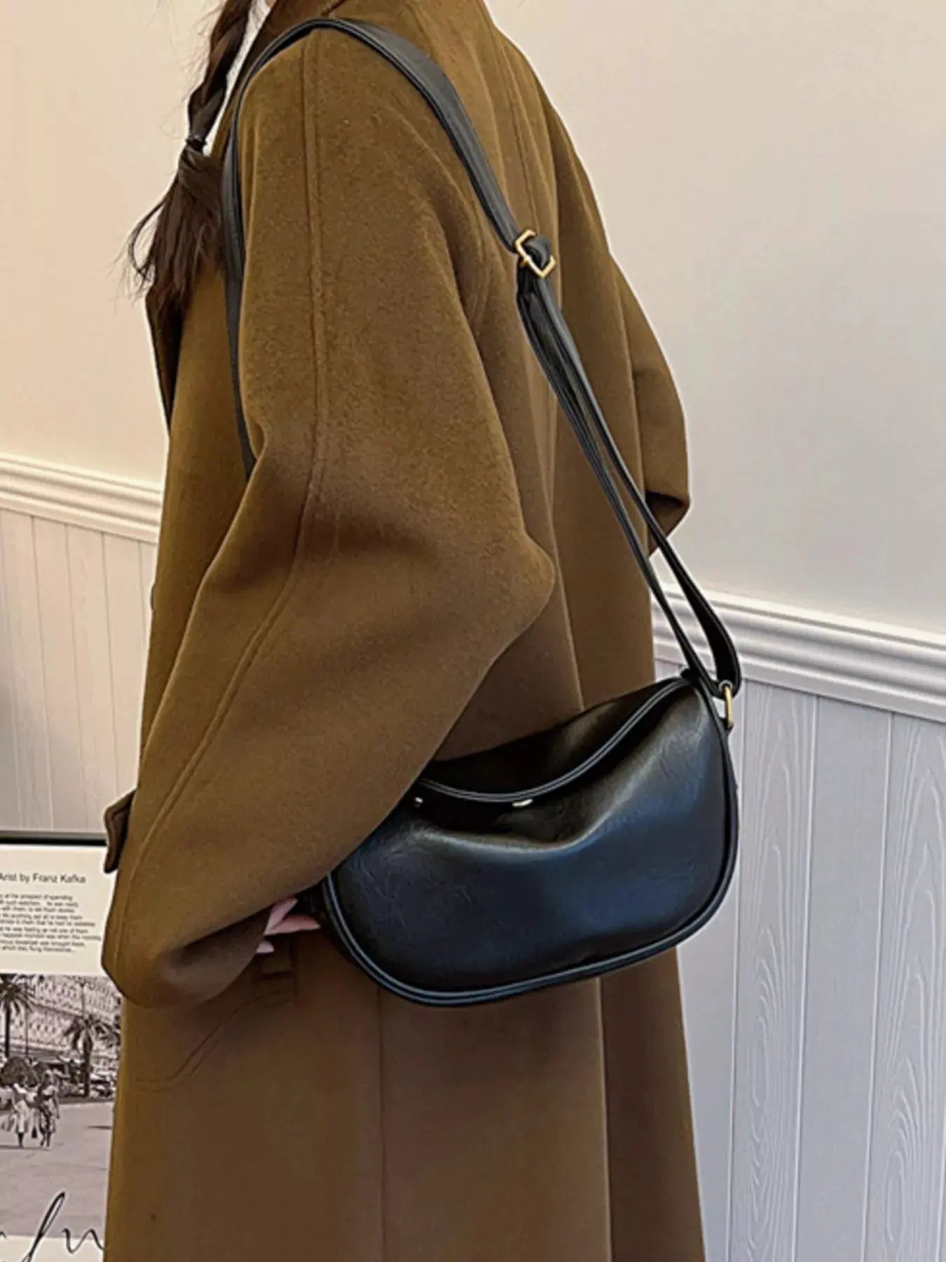 Elegant PU Leather Crescent Crossbody Bag by Partner Label