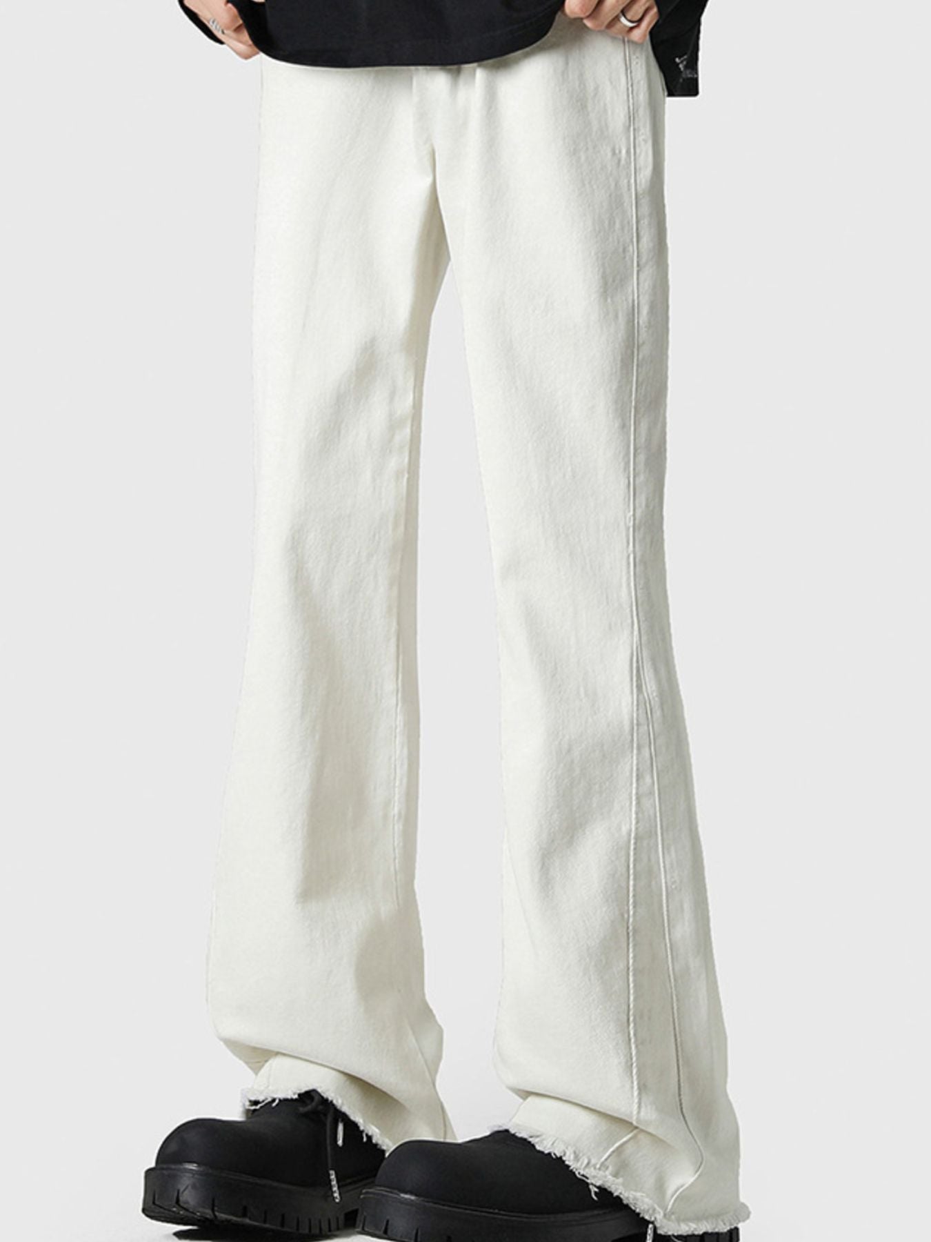 Men's Full Size Raw Hem Flare Jeans Plus Size by Partner Label