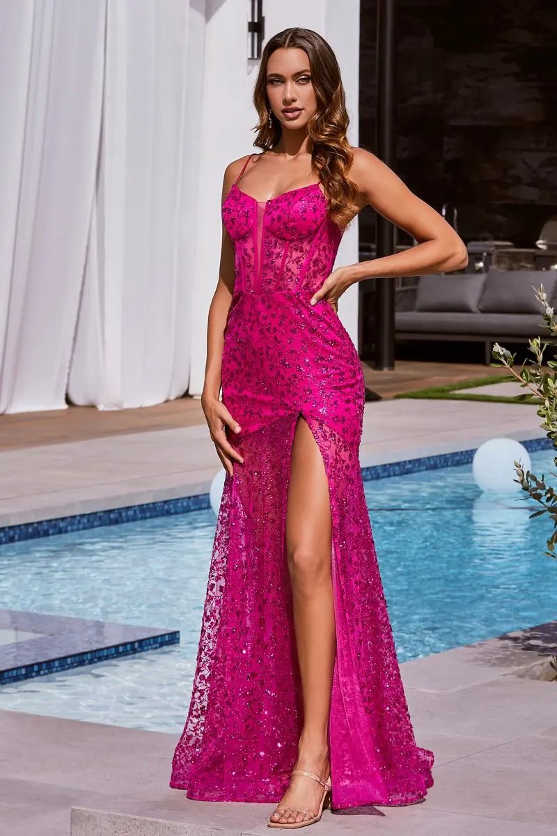Glitter Printed Fitted Gown by Tux-USA
