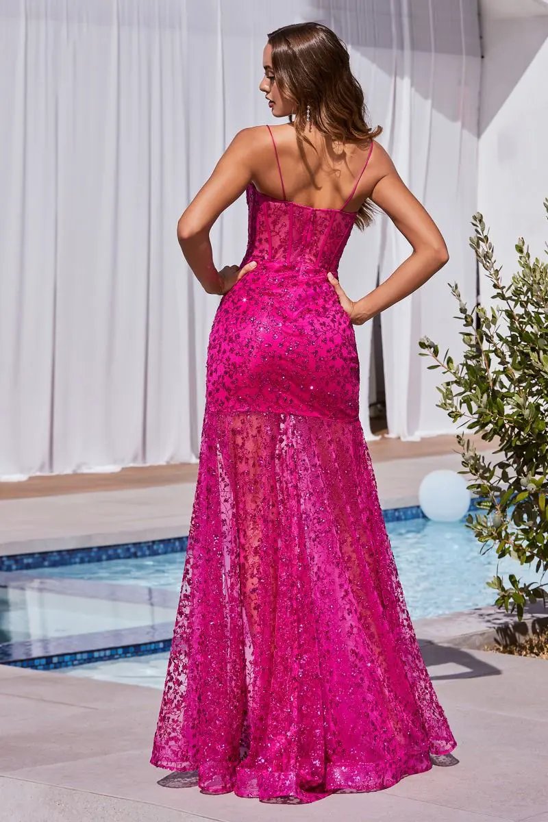 Glitter Printed Fitted Gown by Tux-USA