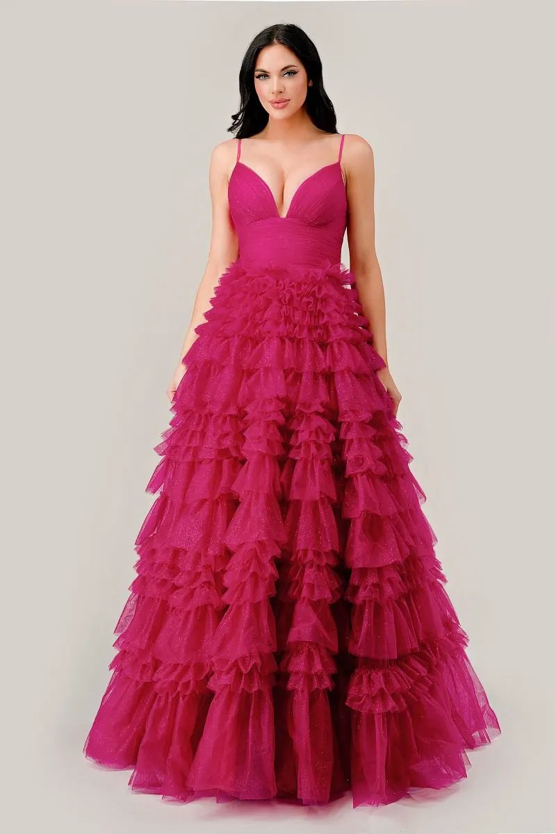 Ruffled Layed Tulle Ball Gown by Tux-USA