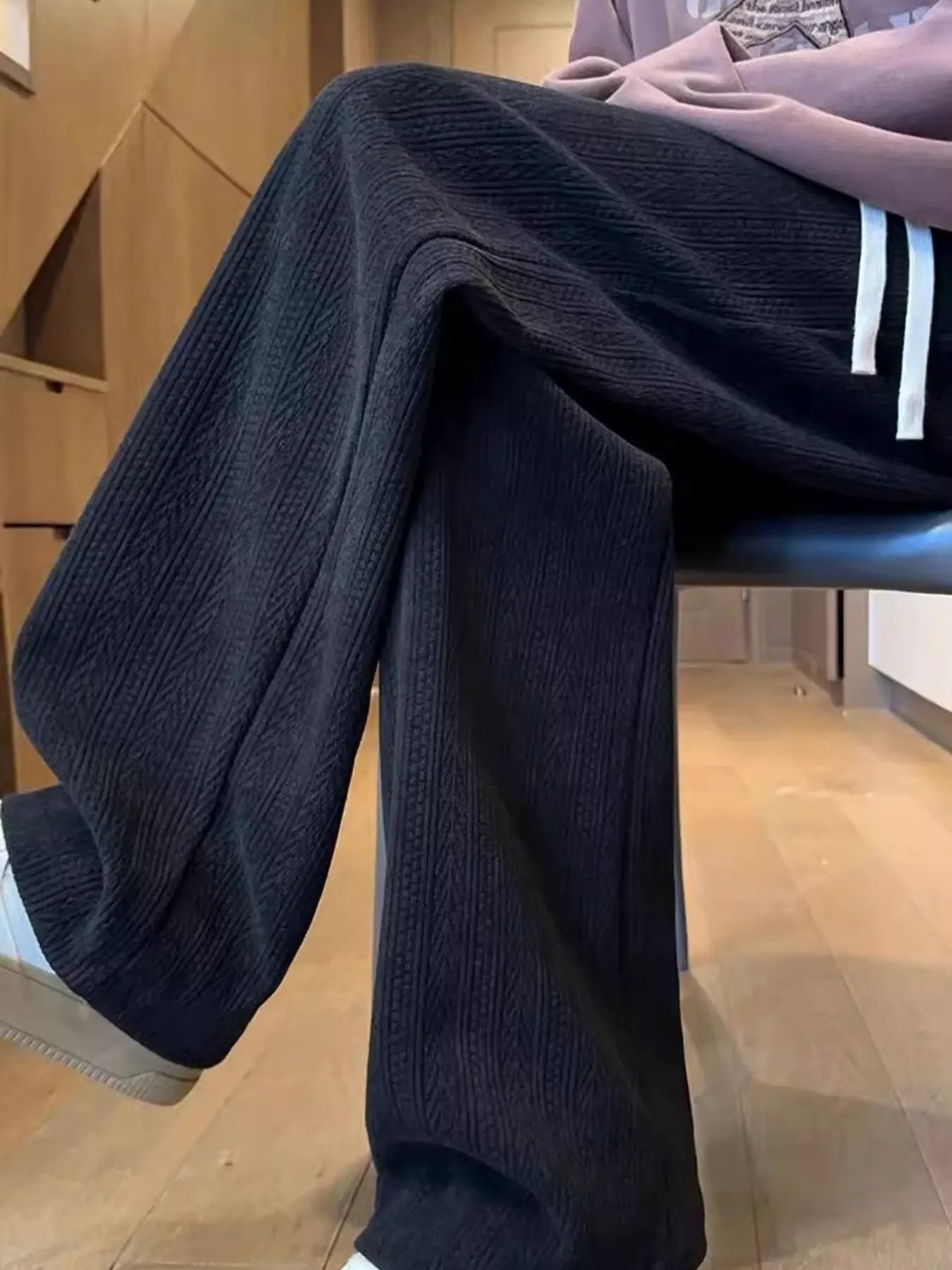 Men's Plus Size Texture Wide Leg Pants by Partner Label