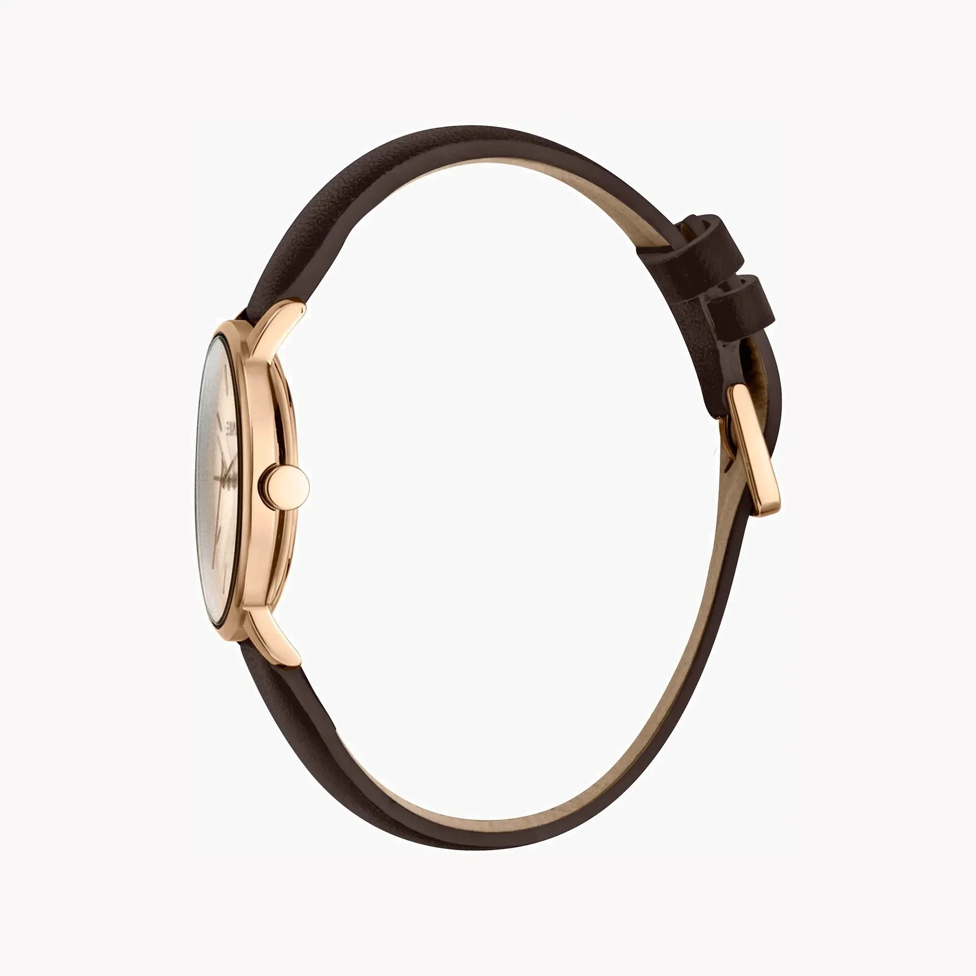 Esprit Women's Burgundy Leather Watch, Rose Gold Dial | ES1L154L0045 by ESPRIT