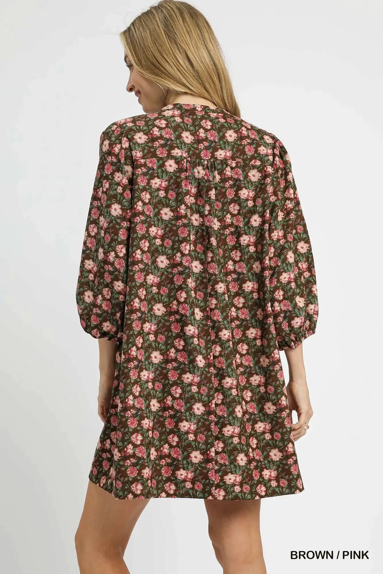Umgee Floral Tie-Neck Babydoll Dress by Umgee