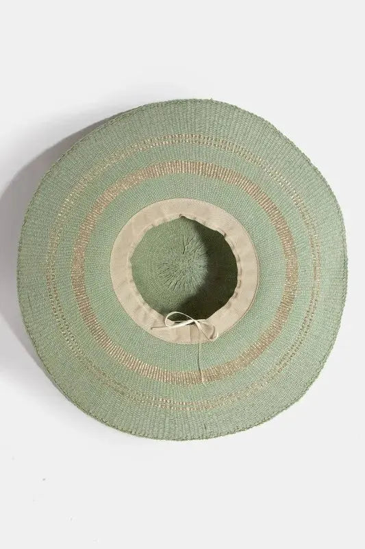 Fame Metallic Accent Trim Floppy Sun Hat by Fame