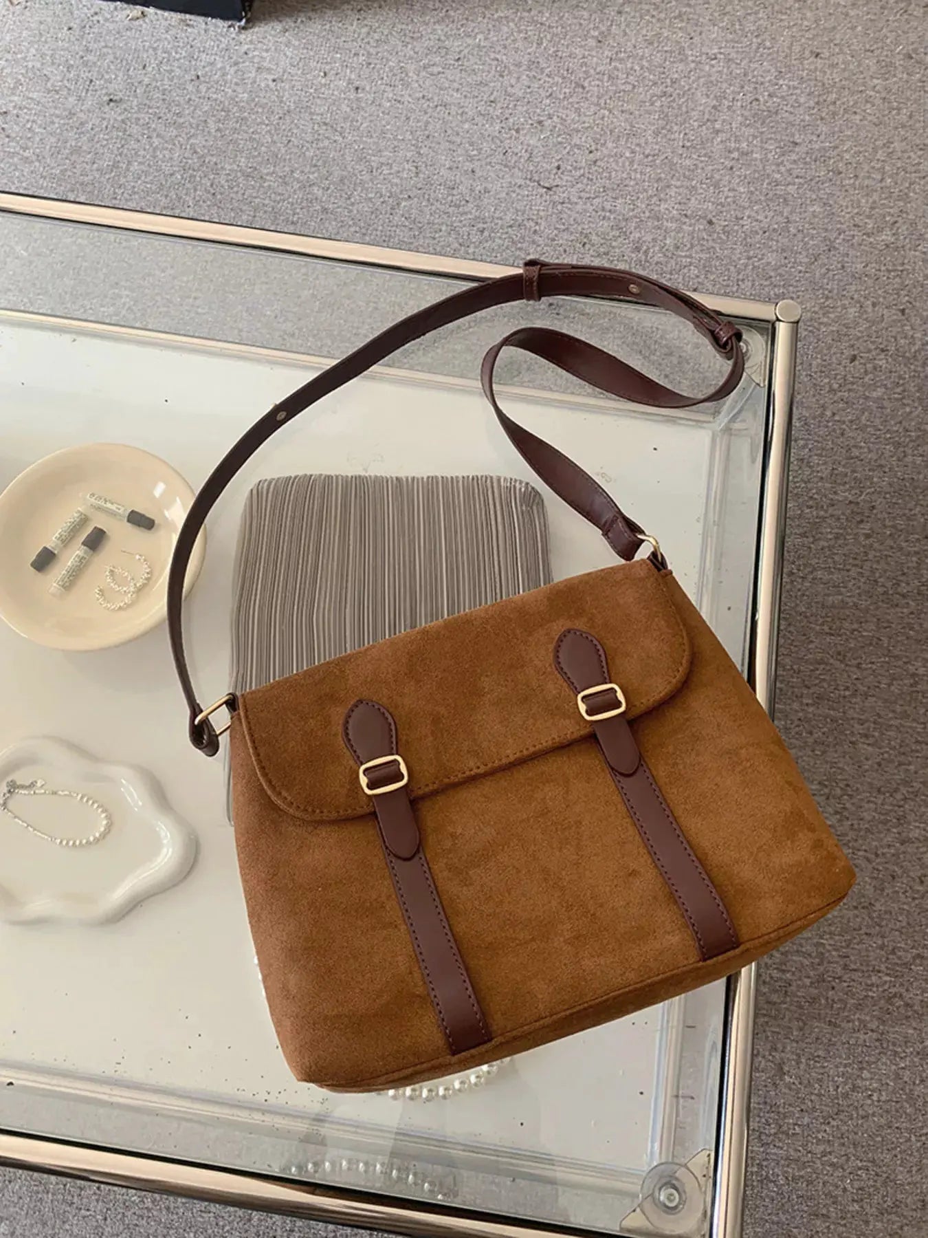 Adjustable Strap Buckle Crossbody Bag by Partner Label